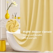 Inosoo Luxury Waffle Shower Curtain, 72"x 72" Soft and Heavy Duty  Water Repellent Bathroom Curtain, Yellow