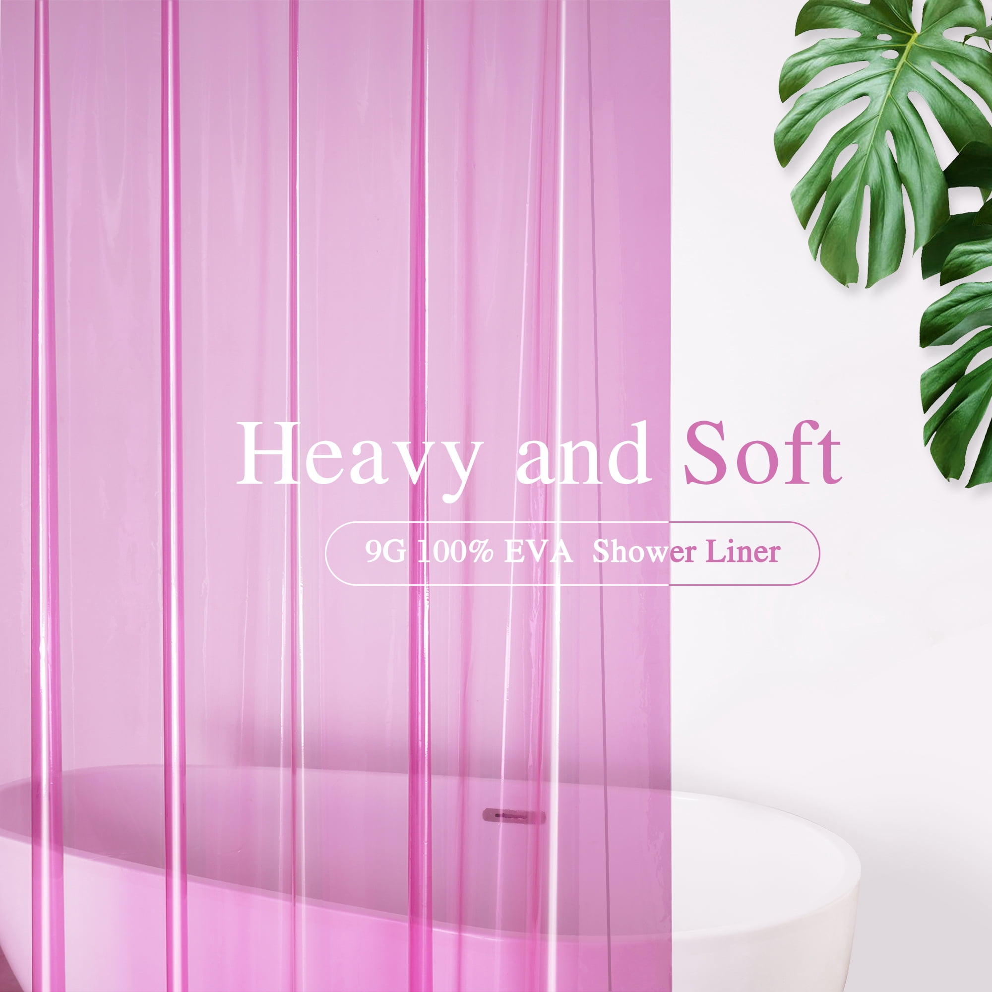 Inosoo Pink Clear Shower Liner, 9 Gauge 100% EVA Heavy Duty Shower ...
