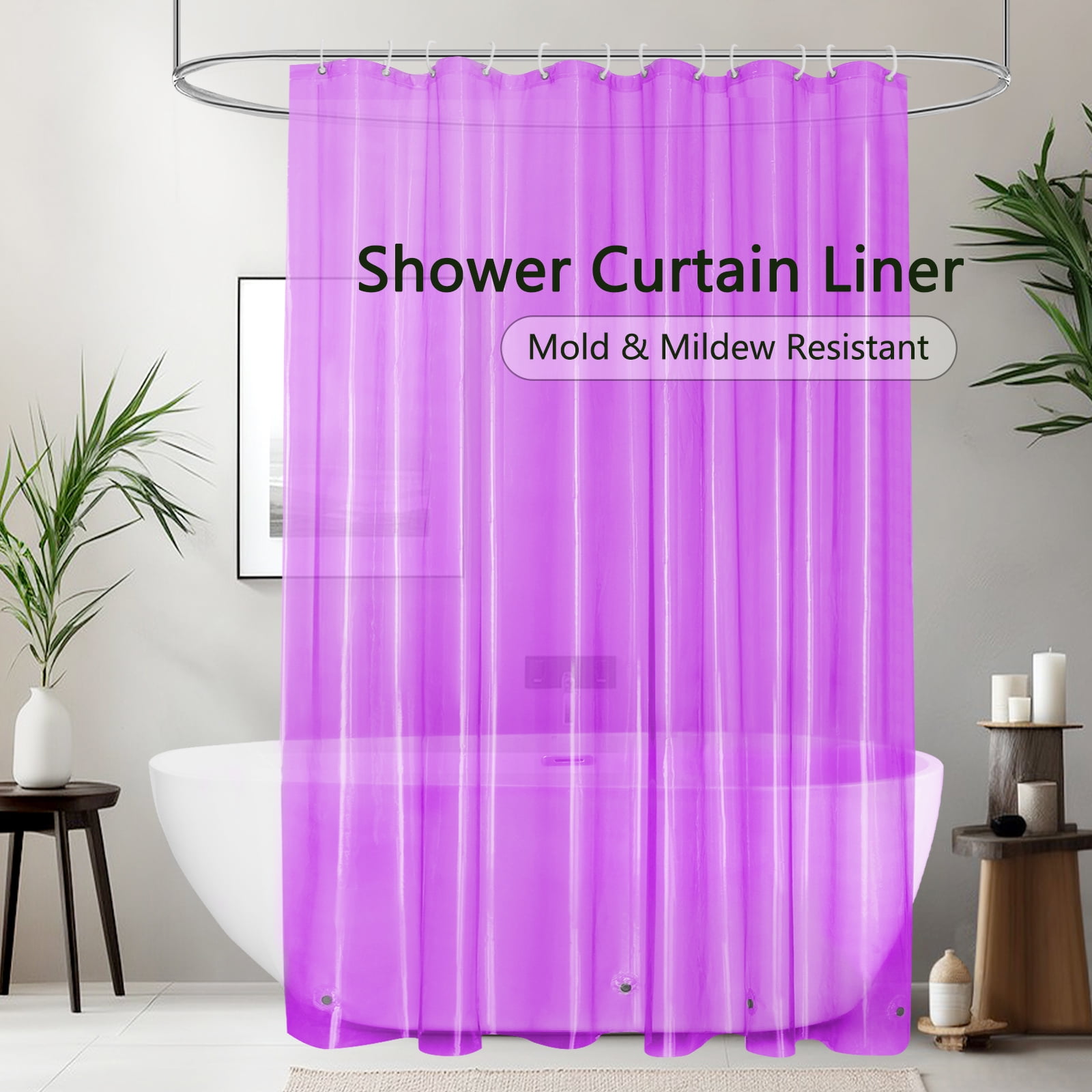 Inosoo Purple Plastic Shower Curtain liner,72"x 72" Lightweight Colored PEVA Shower Liner