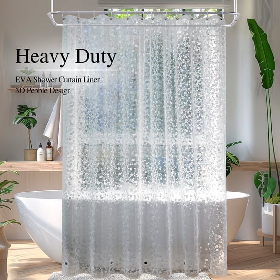 Inosoo Heavy Duty Shower Curtain Liner, 72x72 inch Thick EVA Shower Liner with 3D  Pebble Pattern,  Waterproof Bathroom Curtain with Magnets