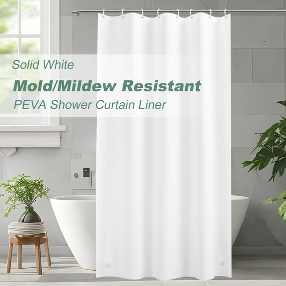 Inosoo Solid White PEVA Shower Curtain Liner, 48"x 72" Narrow Heavy Duty Waterproof Shower Stall Liner with Magnets