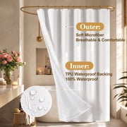 Inosoo 100% Waterproof Fabric Shower Curtain Liner, 72x72 inch TPU Laminated Soft Cotton-Like Cloth Shower Liner, 2-in-1 Design with Magnets & Rustproof Grommet