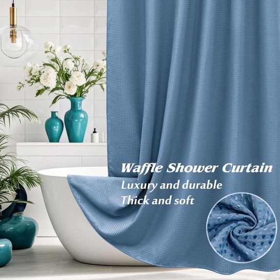 Inosoo Thick Luxury Waffle Shower Curtain, 72"x 72" , Moonlight Blue