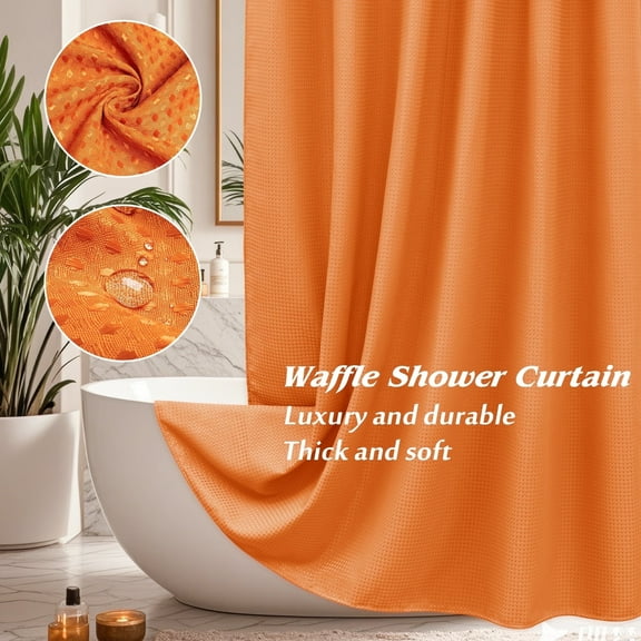 Inosoo Thick Waffle Weave Shower Curtain, 72"x 72" Luxury Hotel Fabric Shower Curtains for Bathroom, Heavy Duty Burnt Orange Cloth Bath Curtain for Fall