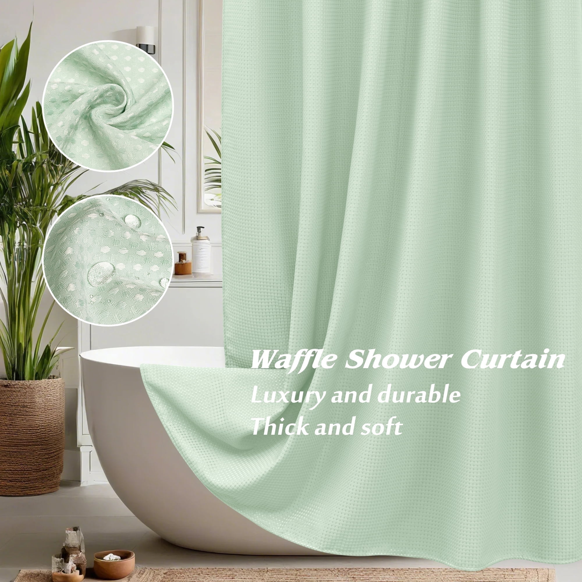 Inosoo Thick Waffle Weave Shower Curtain, 72"x 72" Luxury Hotel Fabric ...