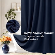 Inosoo Thick Waffle Weave Shower Curtain, 72"x 72" Luxury Hotel Fabric Shower Curtains for Bathroom, Heavy Duty Cloth Bath Curtain, Navy Blue