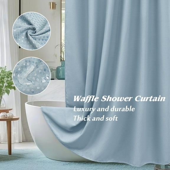 Inosoo Thick Waffle Weave Shower Curtain, 72"x 72" Luxury Hotel Fabric Shower Curtains for Bathroom, Heavy Duty Cloth Bath Curtain, Teal