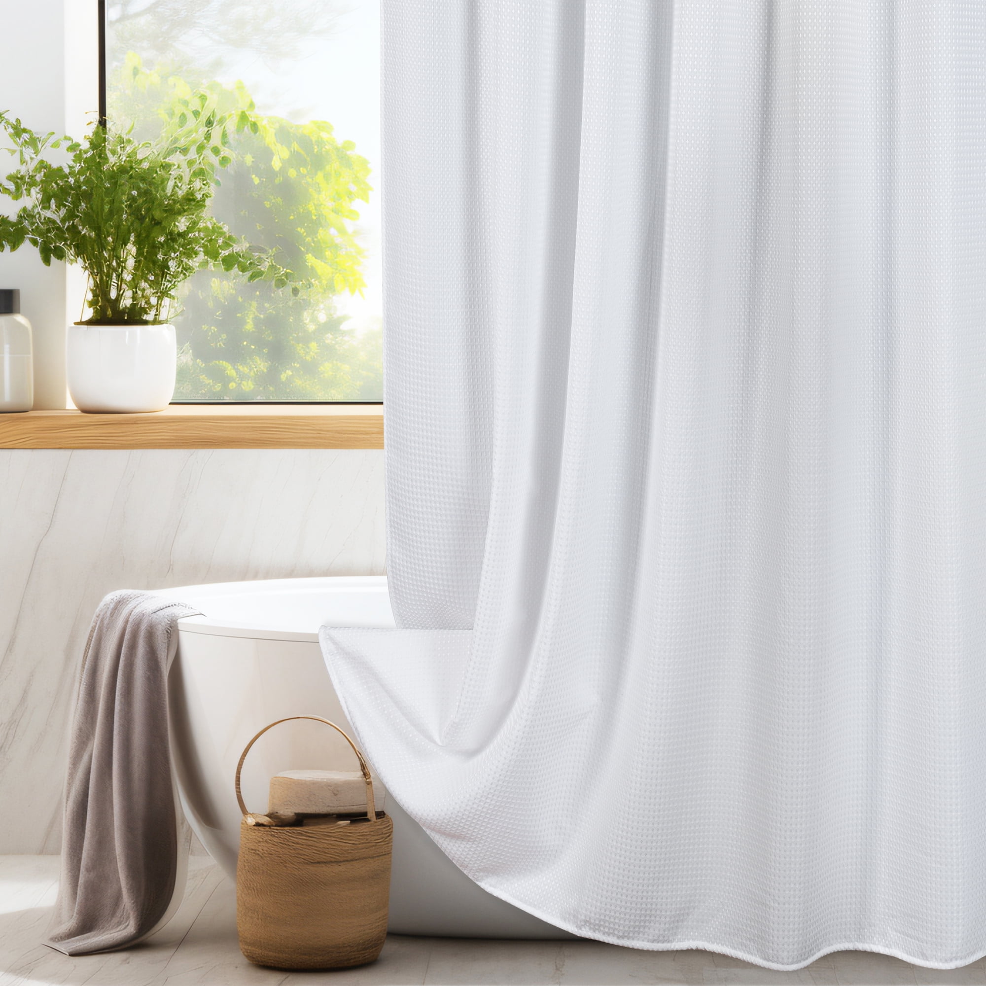 Inosoo Thick Waffle Weave Shower Curtain, 72"x 72" Luxury Hotel Fabric