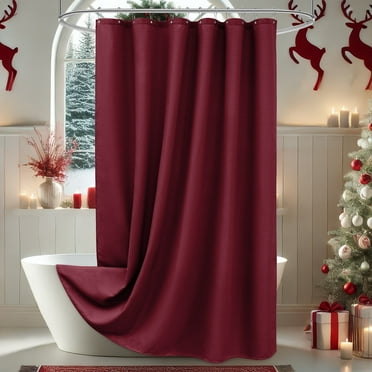 Inosoo Thick Waffle Weave Shower Curtain, 72"x72" Heavy Duty Waffle Textured Fabric Decorative Curtains for Bathroom, Luxury Weighted Polyester Bath Curtain for Hotel, Burgundy