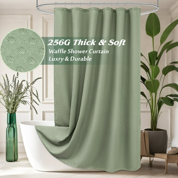 Inosoo Waffle Textured Shower Curtain, 72"W x 96"L Heavy Duty Tall Fabric Shower Curtains for Bathroom, Long Large Hotel Spa Luxury Cloth Bath Curtain, Sage Green