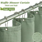 Inosoo Waffle Textured Shower Curtain, 72"x72" Luxury Heavy Duty Soft Fabric Shower Curtain, Sage Green