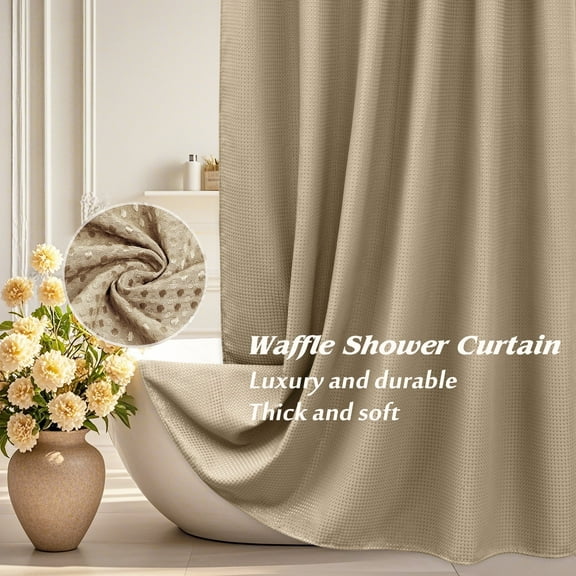 Inosoo Waffle Weave Fabric Shower Curtain, 72"x 72" Heavy Duty Soft Fall Cloth Shower Curtains for Hotel, Mocha Brown