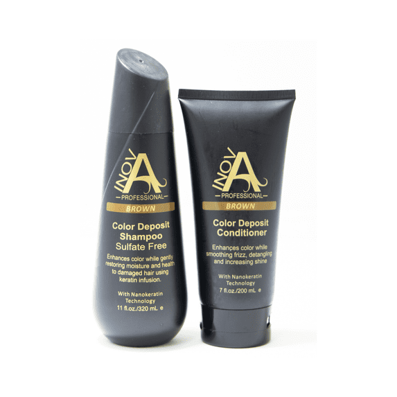 Inova Professional Brown Color Deposit Shampoo Sulfate Free 11 oz. Brown Color Deposit Conditioner 7 oz.