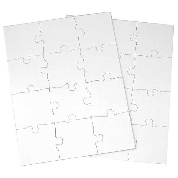 Inovart Puzzle-It 12-Piece Blank Puzzle, 24 Puzzles Per Package, 8-1/2' x 11', White