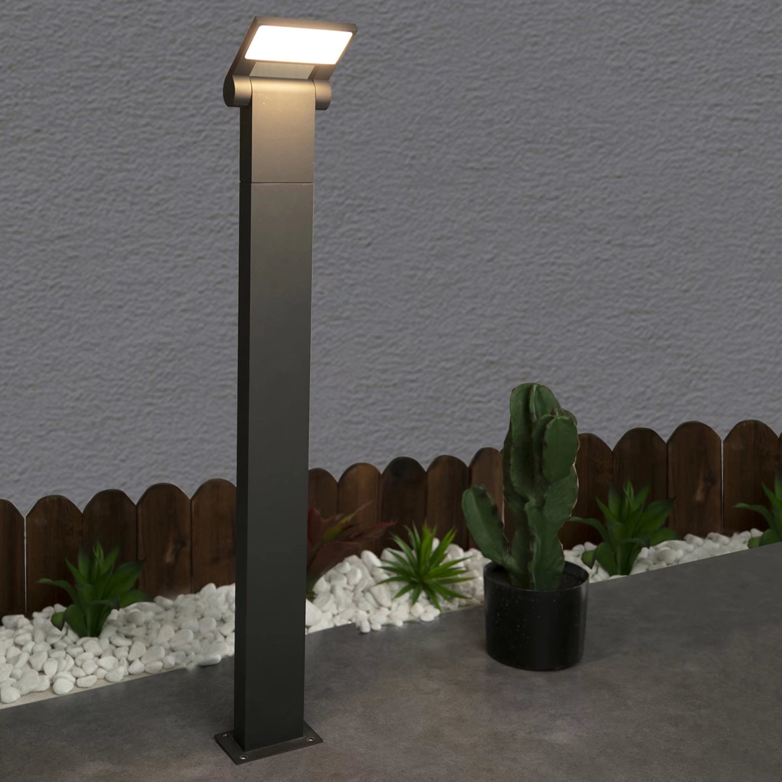 Inowel Modern Pathway Light LED Driveway Light IP54 Outdoor Bollard light 3000K Lawn Lamp for Walkway Garden Decoration Courtyard,100-240V 23.6in/31.5in Dark Gray