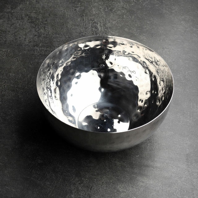 Polished Stainless Steel 9-Inch Hammered Fruit Bowl