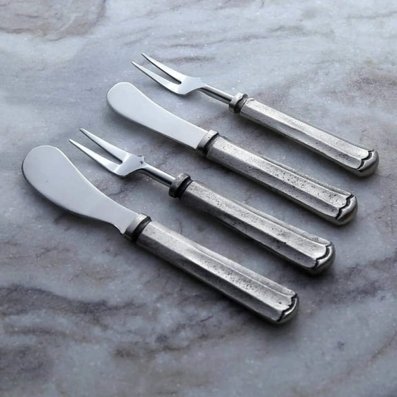 Inox Artisans Maharaja Cheese Spreader & Fork 4 Pc. Set