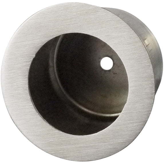 Inox Epix01 Contemporary 1" Round Recessed Flush Sliding Cabinet Door Pull - Stainless