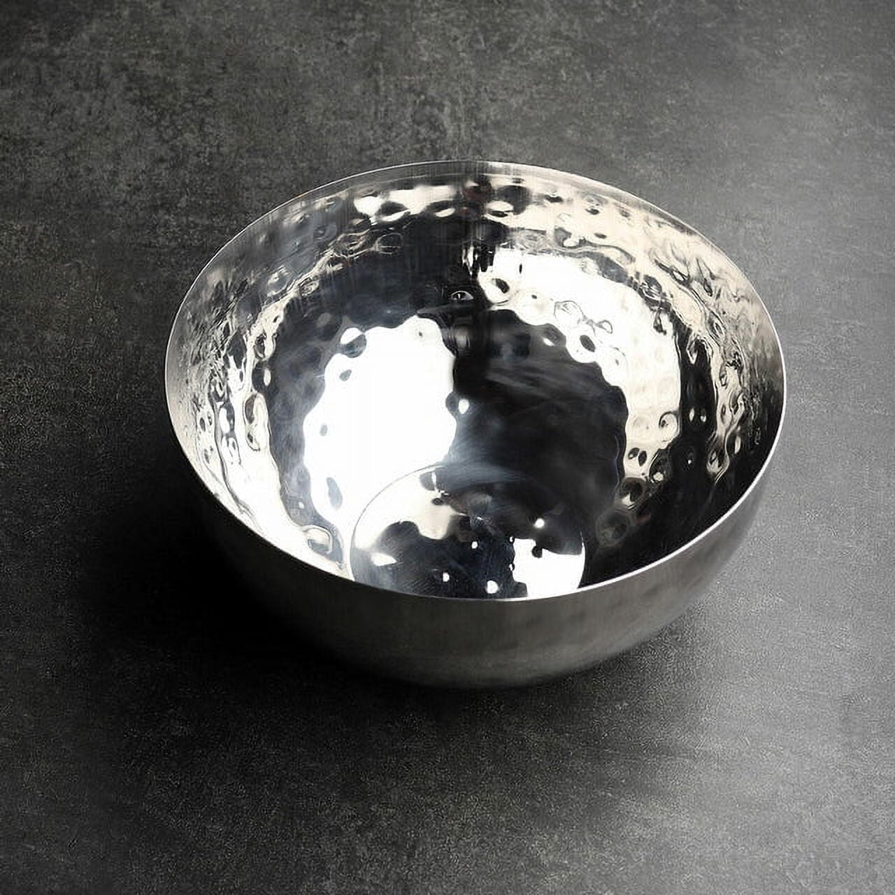 Polished Stainless Steel 9-Inch Hammered Fruit Bowl