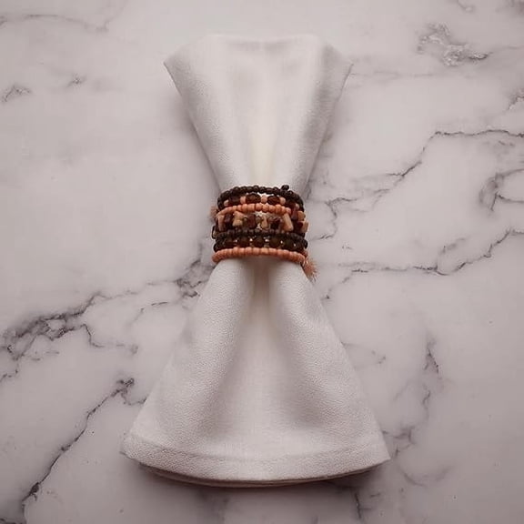INOX ARTISANS Elegant Beaded Napkin Rings | Handmade, Durable, and Stylish Rings | Set of 4 Pc. |Color- Multicolor