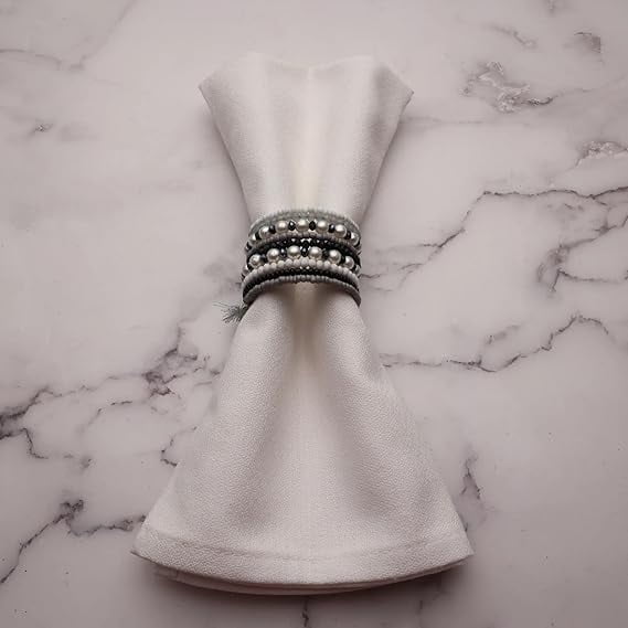 INOX ARTISANS Elegant Beaded Napkin Rings | Handmade, Durable, and Stylish Rings | Set of 4 Pc.