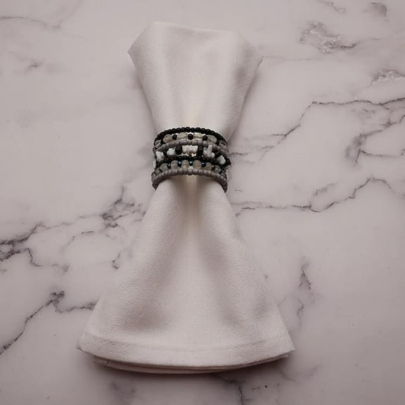 INOX ARTISANS Elegant Beaded Napkin Rings | Handmade, Durable, and Stylish Rings | Set of 4 Pc. |Black & White