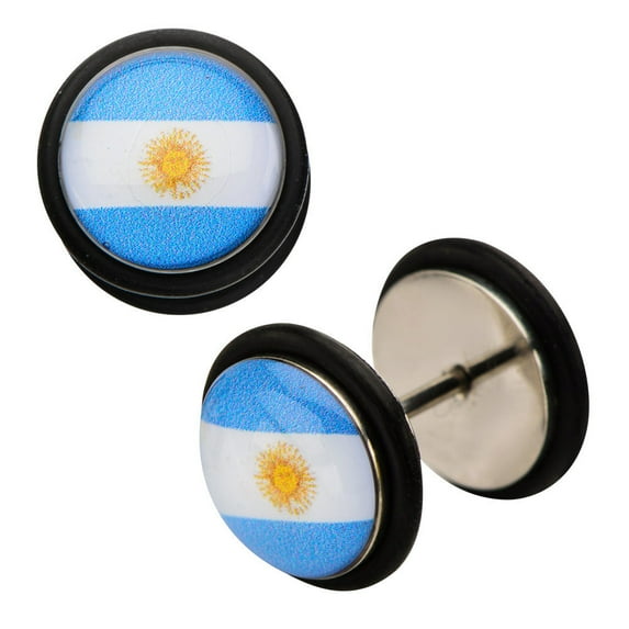 Inox World Cup Argentina Stainless Steel Fake Plug Earrings