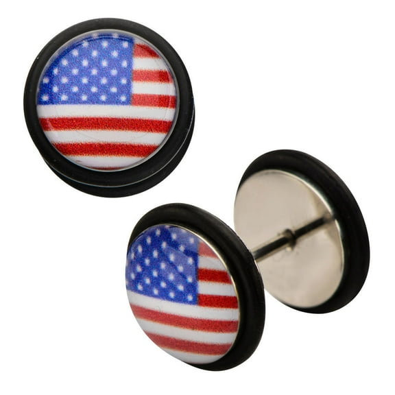 Inox World Cup USA Stainless Steel Fake Plug Earrings