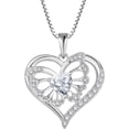 thumbnail image 1 of Inpasne Butterfly Necklace for Women 925 Sterling Silver Love Heart Necklace Birthstone Pendant Jewelry Gifts for Women Her Mom Wife Girlfriend Daughter Sister, 1 of 6