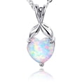 thumbnail image 1 of Inpasne Created White Fire Opal Pendant Necklace 925 Sterling Silver, Classic Solitaire, 2.50 Carats Heart Shape 8mm with 18in+ Chain for Women Gemstone Birthstone Jewelry Gifts for Her, 1 of 4