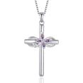 thumbnail image 1 of Inpasne Cross Necklace for Women 925 Sterling Silver Infinity Butterfly Amethyst Necklace February Birthstone Jewelry Gifts for Women Her Mom Wife Girlfriend Daughter, 1 of 6