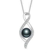 INPASNE Freshwater Pearl Necklace 925 Sterling Silver Infinity Pendant Necklace Black Pearl Jewelry for Women