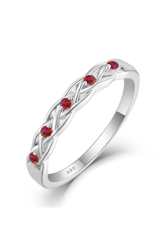 Infinity Celtic Knot Ring 925 Sterling Silver Ruby Twisted Knot Ring July Birthstone Statement Rings for Women Size 6