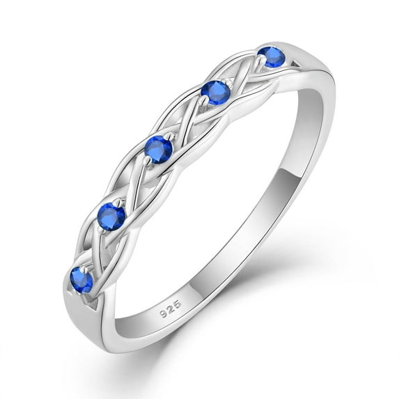 Inpasne Infinity Celtic Knot Ring 925 Sterling Silver Sapphire Twisted Knot Ring September Birthstone Statement Rings for Women Size 10