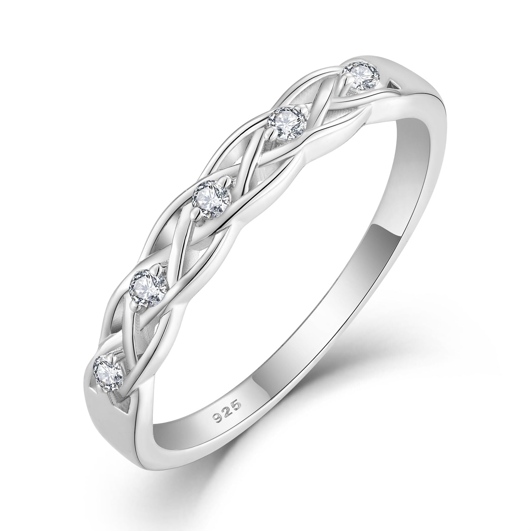 YL Sterling Silver Celtic Knot Ring With CZ Stones – Infinity Twisted Design For Daily Wear
