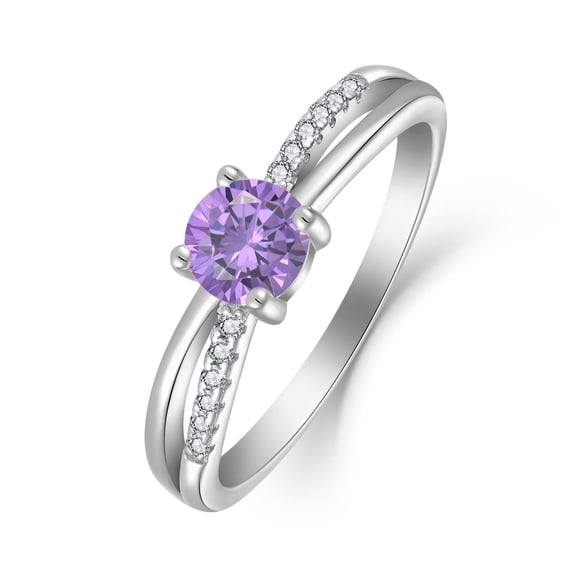 Inpasne Infinity Promise Ring for Her 925 Sterling Silver Engagement Ring Wedding Eternity Anniversary Statement Ring Amethyst Ring February Birthstone Jewelry Gifts for Women Size 5