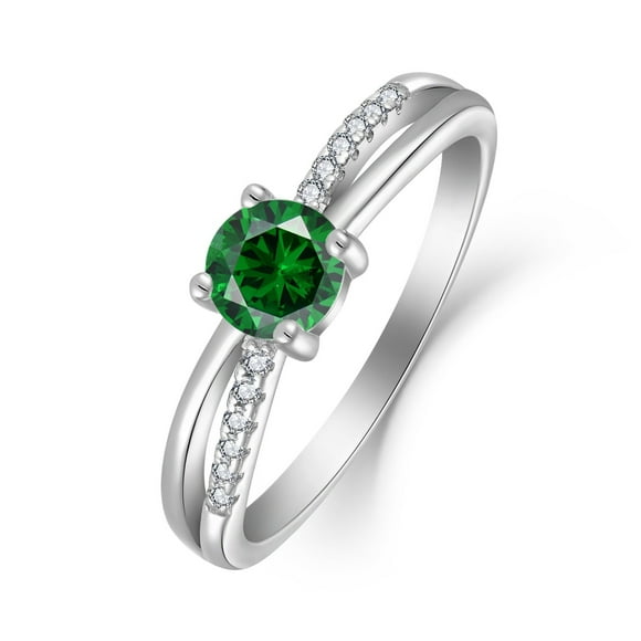 Inpasne Infinity Promise Ring for Her 925 Sterling Silver Engagement Ring Wedding Eternity Anniversary Statement Ring Emerald Ring May Birthstone Jewelry Gifts for Women Size 8