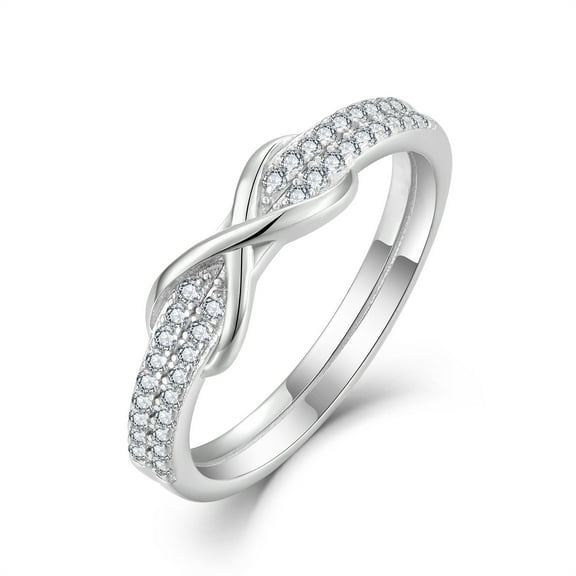 Inpasne Infinity Promise Rings for Her 925 Sterling Silver Cubic Zirconia Wedding Engagement Eternity Ring Size 8