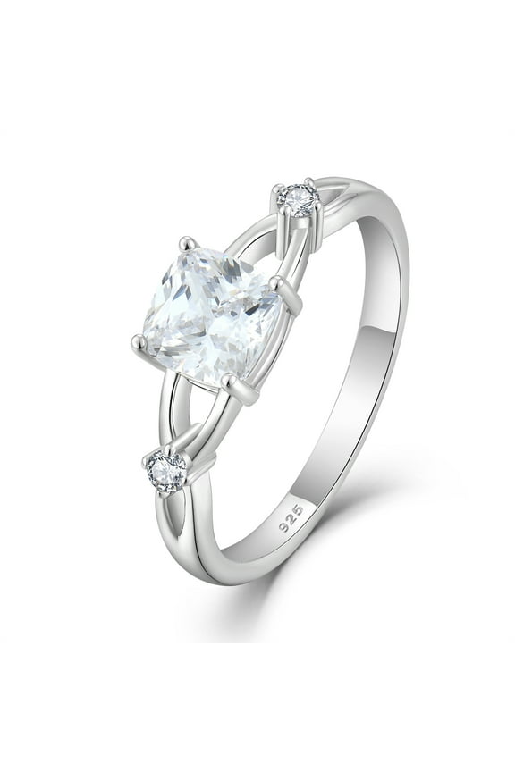 Infinity Promise Rings for Her 925 Sterling Silver Princess Cut Engagement Ring Wedding Eternity Anniversary Ring for Women Wife Size 5