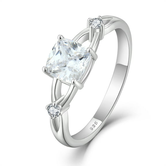 Inpasne Infinity Promise Rings for Her 925 Sterling Silver Princess Cut Engagement Ring Wedding Eternity Anniversary Ring for Women Wife Size 6