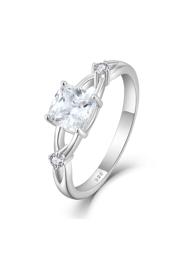 Infinity Promise Rings for Her 925 Sterling Silver Princess Cut Engagement Ring Wedding Eternity Anniversary Ring for Women Wife Size 7
