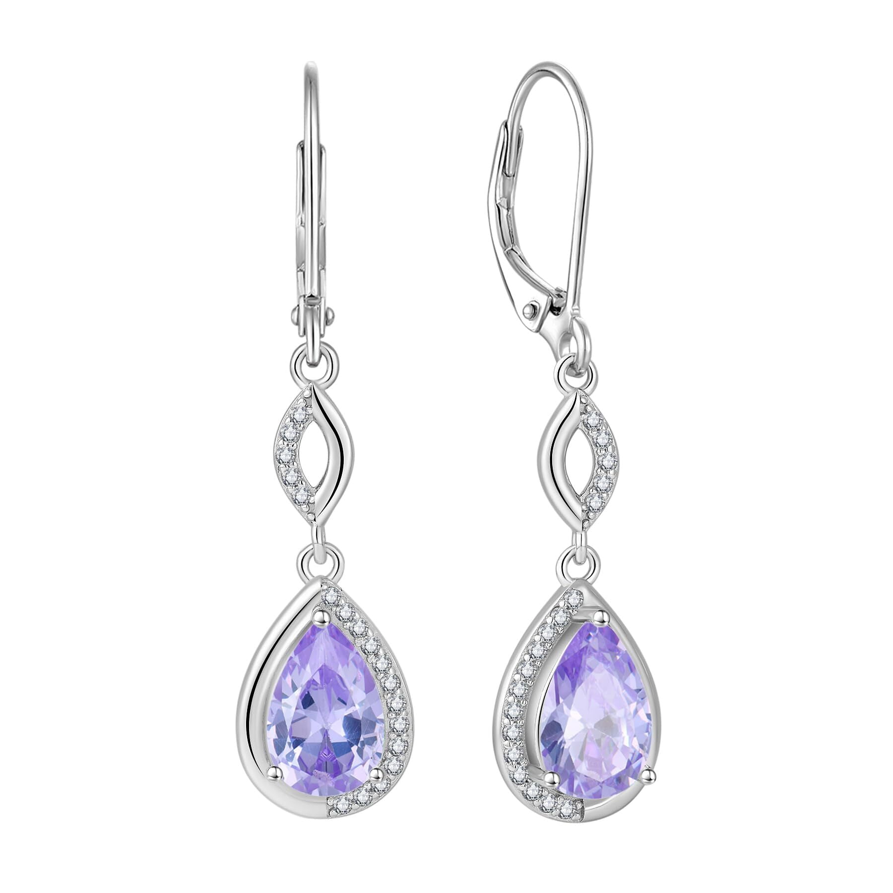 Inpasne Teardrop Dangle Drop Earrings for Women 925 Sterling Silver Leverback Alexandrite Earrings June Birthstone Jewelry Gifts for Mom Her Wife Girlfriend