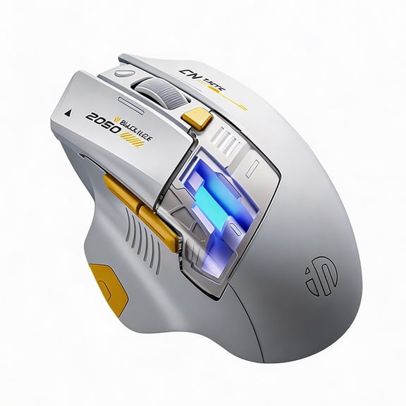 Inphic A9 Explorer V2 Tri-Mode Wireless Gaming Mouse, 12800 DPI RGB Ergonomic Mouse with 500mAh Battery Indicator, Bluetooth 5.0/2.4G/Wired for PC Laptop
