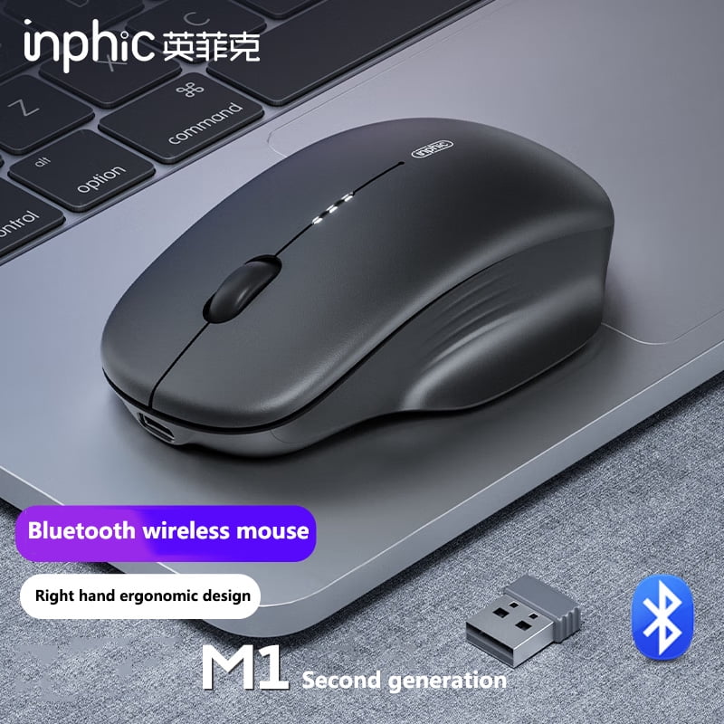 Inphic M1-2 Bluetooth Mouse Rechargeable Office Silent Wireless Mouse Battery Level Display Ultra Thin For Laptops and Tablets