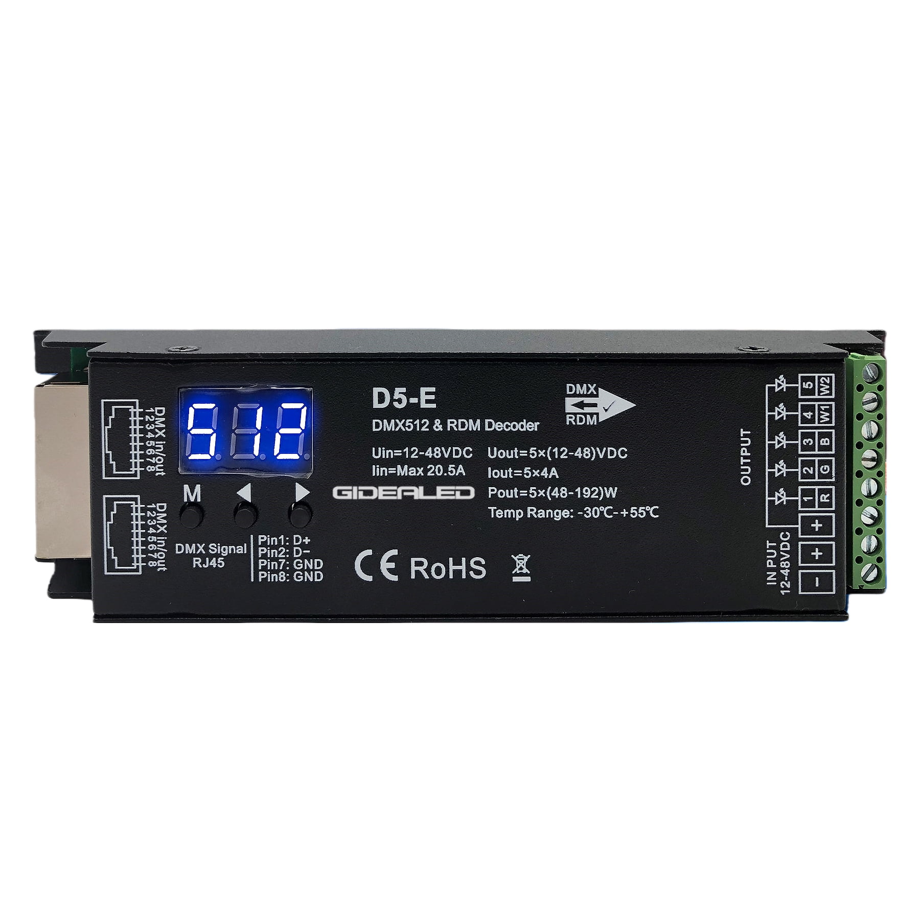 GIDEALED 5 channel DMX512 decoder with RDM digital display,stage ...