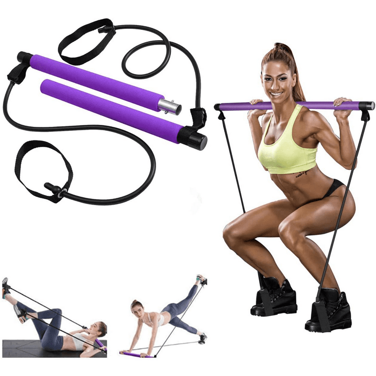 Inq Boutique Free shipping Yoga apparatus Pilates bar fitness exercise household female foot pedal thin weight puller elastic belt weight loss pull rope Purple Walmart