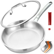 Inqibee Frying Pan with Lid Tri-Ply Stainless Steel,Detachable Handle,Induction Compatible 10 inch.