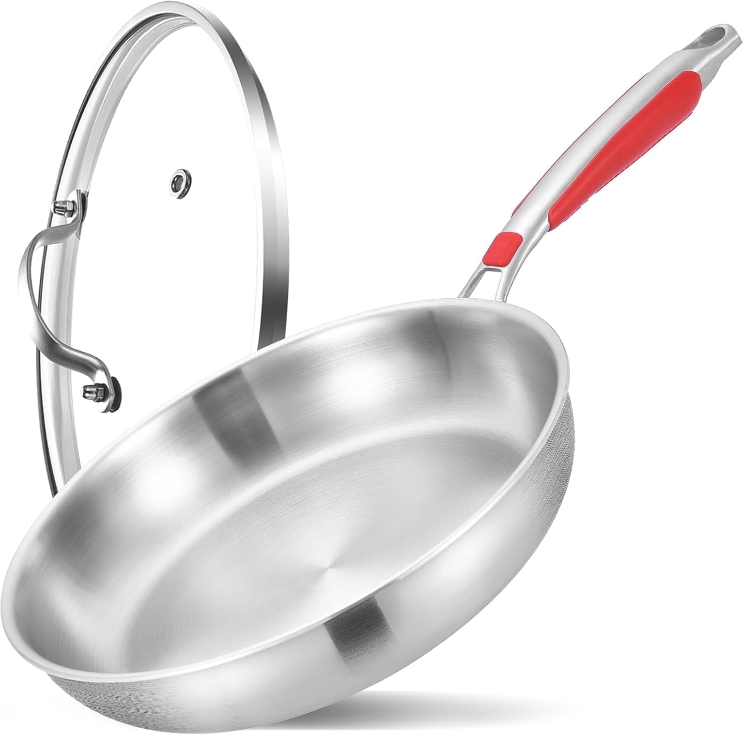 Inqibee 10 inch Tri-Ply Stainless Steel Frying Pan with Lid,Skillet ...