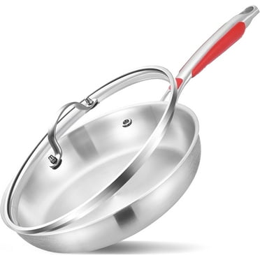 Inqibee Frying Pan with Lid Tri-Ply Stainless Steel,Detachable Handle,Induction Compatible 12 inch.