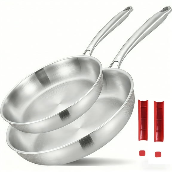 Inqibee Frying Pan Set Tri-Ply Stainless Steel,Detachable Handle,Induction Compatible 8.5-12 inch.